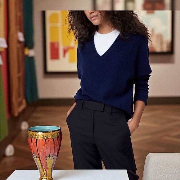 12 Long~Banana Republic Navy Wool Straight Leg Trousers   NWT   size 12 Long - Picture 4 of 8